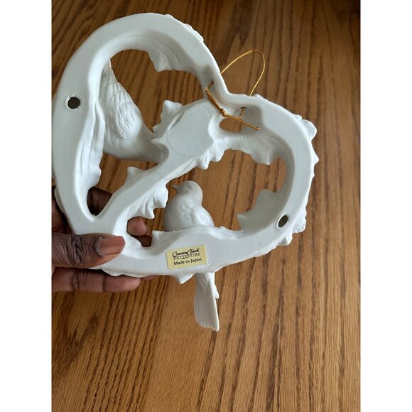 Porcelain Heart Shaped Wall Hanging Art Doves By Crowning Touch Collection - Picture 2 of 8